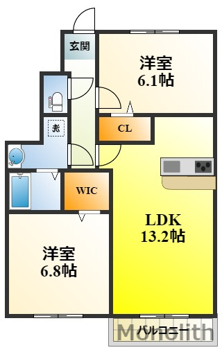 和泉市山荘町のアパートの間取り