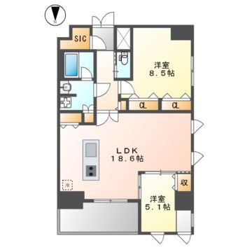 名古屋市千種区池下のマンションの間取り