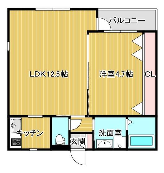 熊本市東区神園のアパートの間取り