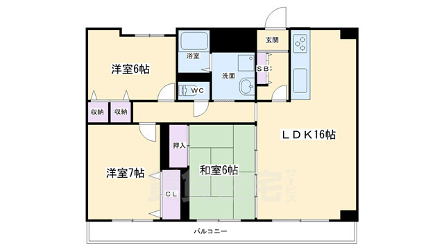 京都市東山区清閑寺霊山町のマンションの間取り