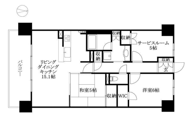 松山市一番町のマンションの間取り