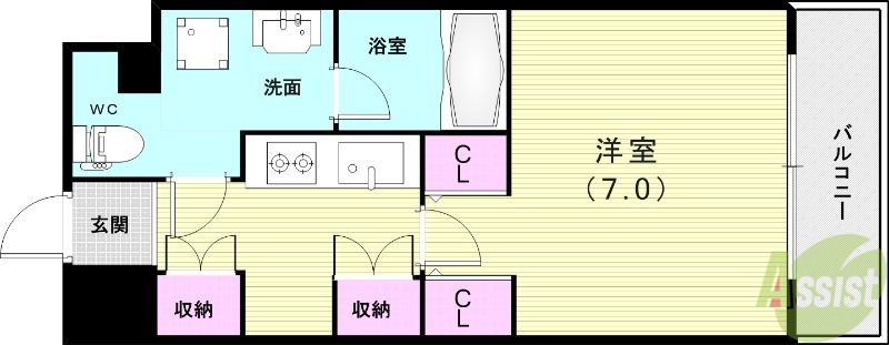 神戸市灘区琵琶町のマンションの間取り