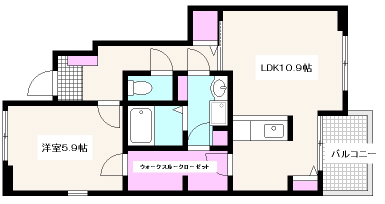 広島市西区田方のアパートの間取り