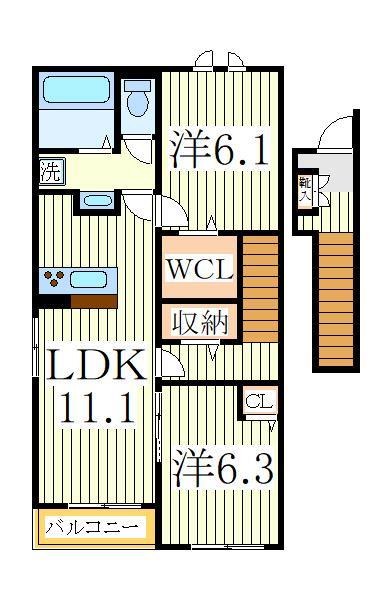 我孫子市日秀のアパートの間取り