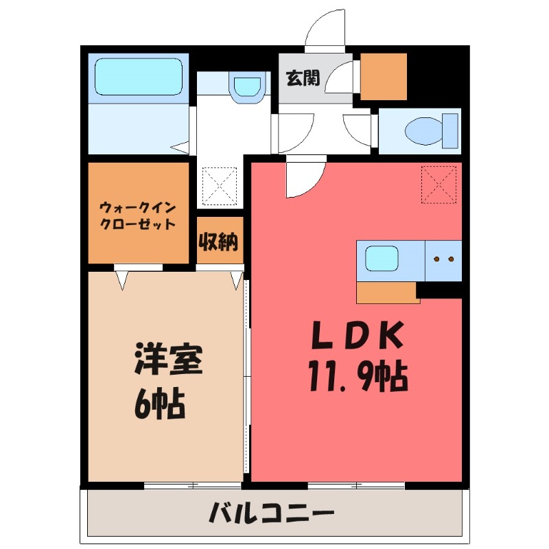 熊谷市末広のアパートの間取り