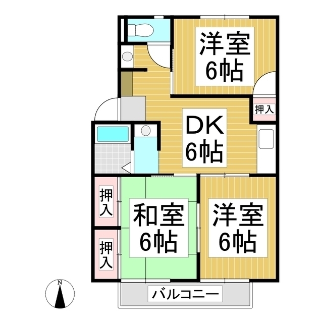 グリーンハイツ篠ノ井　Ｂ棟の間取り