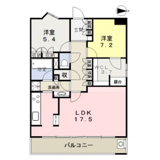 【岡山市北区鹿田町のマンションの間取り】