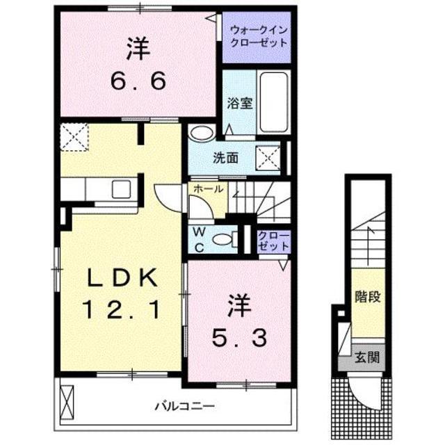 久留米市田主丸町田主丸のアパートの間取り