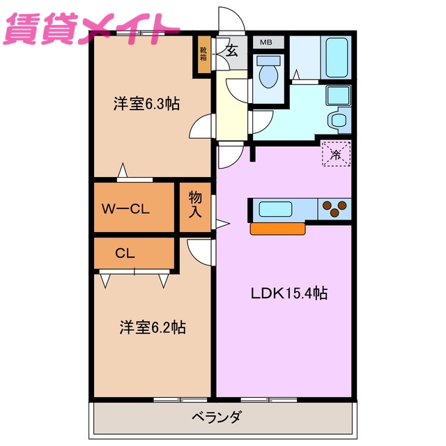 四日市市広永町のマンションの間取り