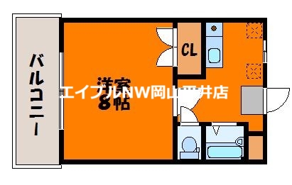 岡山市中区東川原のマンションの間取り