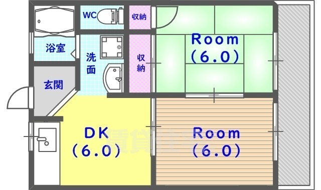 京都市西京区大枝東長町のアパートの間取り