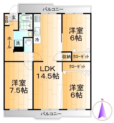 船橋サンハイツ2号棟の間取り