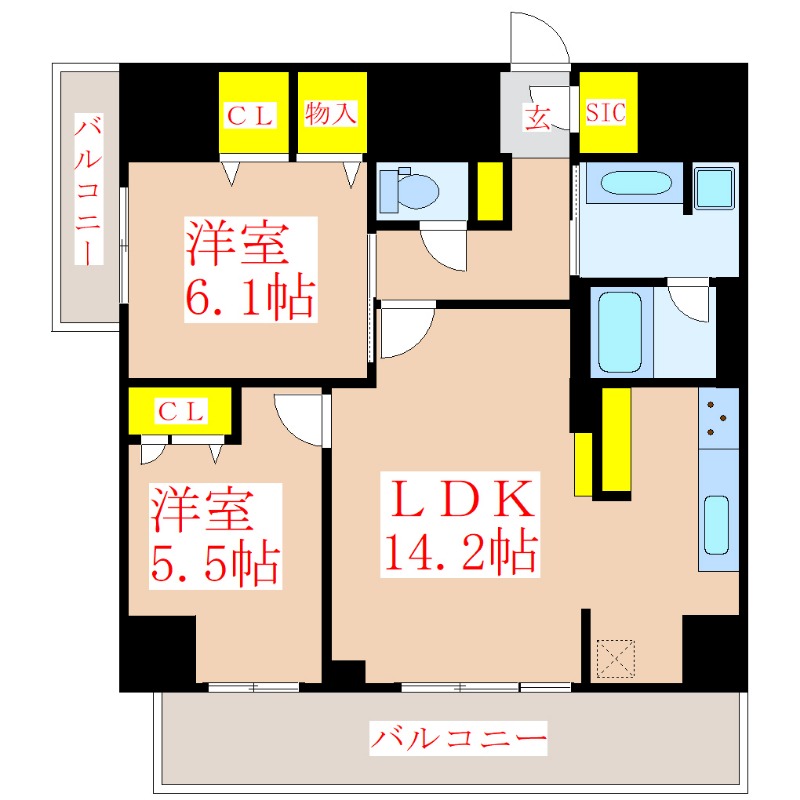 Ｄ　Ｇｒａｎｄｅ鹿児島中央の間取り