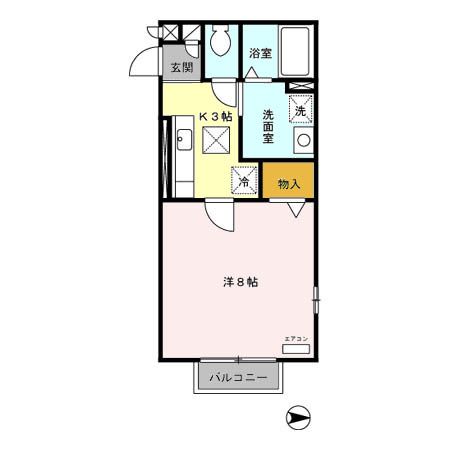 仙台市宮城野区小田原のアパートの間取り