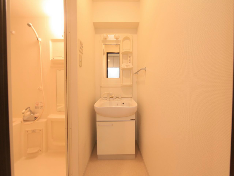 洗面設備　脱衣所　独立洗面台（シャンプードレッサー付）収納スペース有