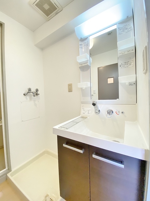 洗面設備　大きな独立洗面台・室内洗濯機置場