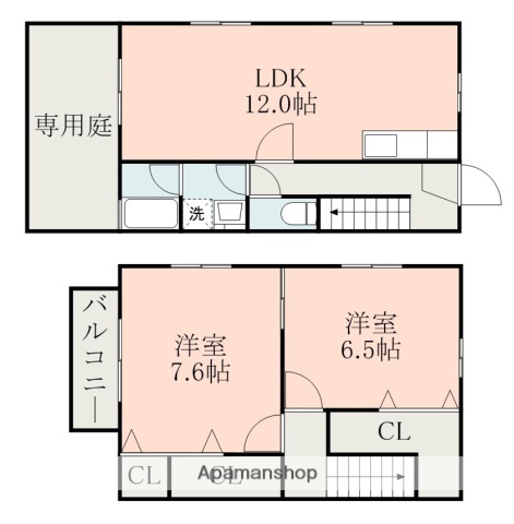 熊本市北区 2階建 築27年の間取り写真