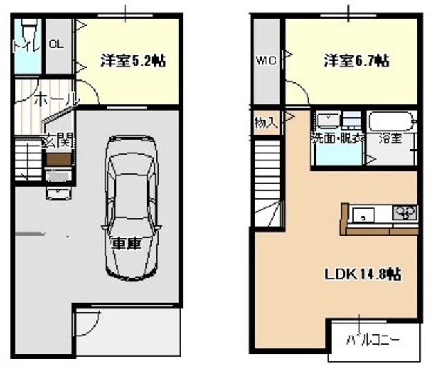 近鉄名古屋線 戸田駅 徒歩40分 2階建 築6年の間取り写真