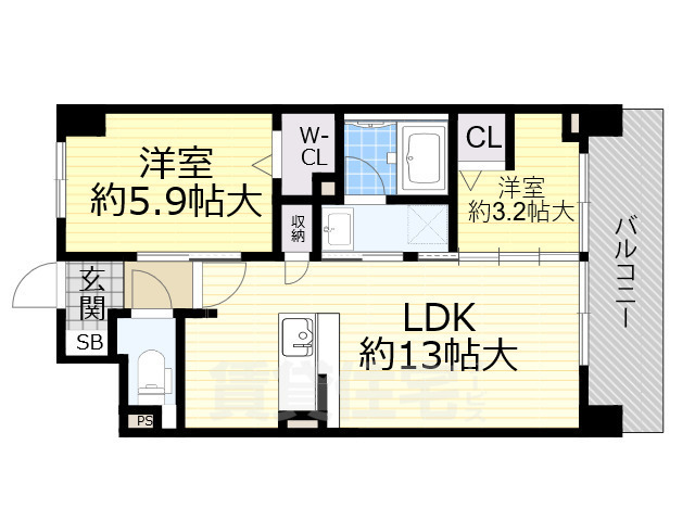 地下鉄今里筋線 井高野駅 徒歩9分 7階建 築9年の間取り写真