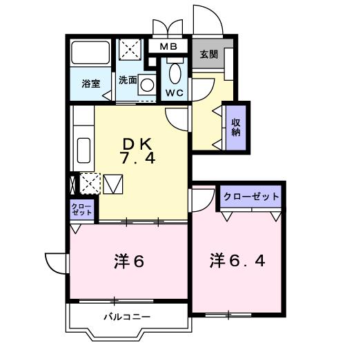 ＪＲ弥彦線 燕駅 徒歩16分 2階建 築22年の間取り写真