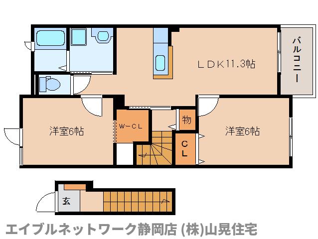 静岡市葵区羽鳥のアパートの間取り