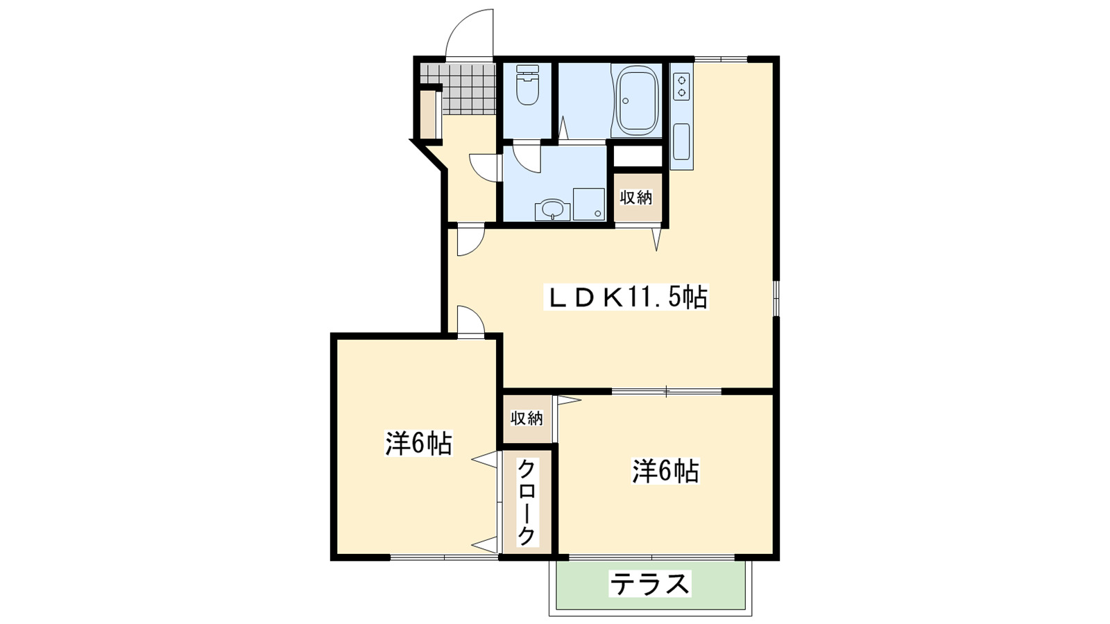 泉佐野市長滝のアパートの間取り