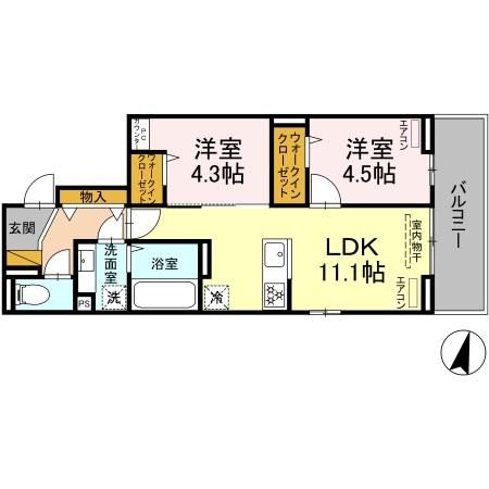 仮）Ｄ－ｒｏｏｍ穴川３丁目の間取り