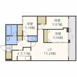 札幌市中央区南十七条西のマンションの間取り