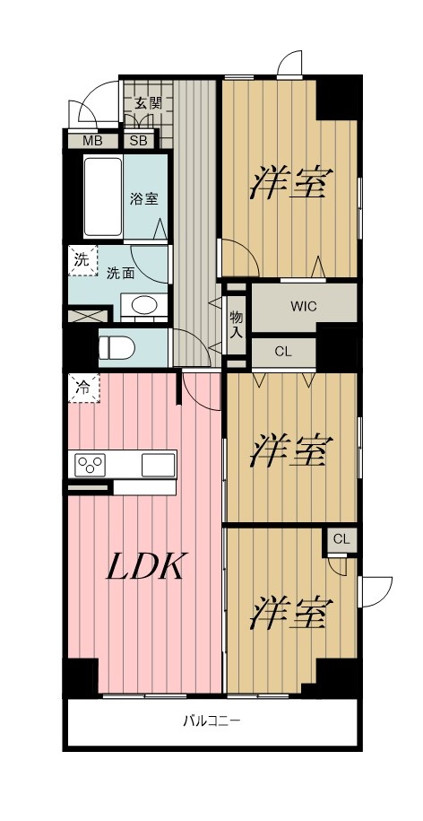 千葉市中央区新宿のマンションの間取り