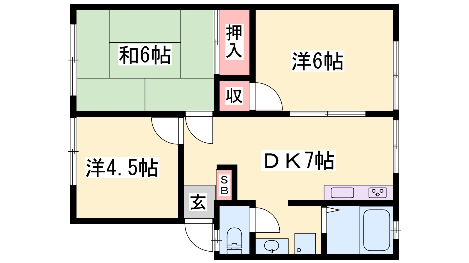 姫路市田寺東のアパートの間取り