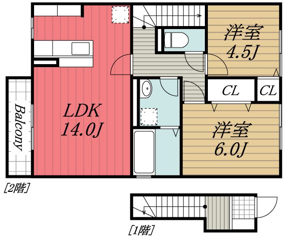 【印西市木下南のアパートの間取り】