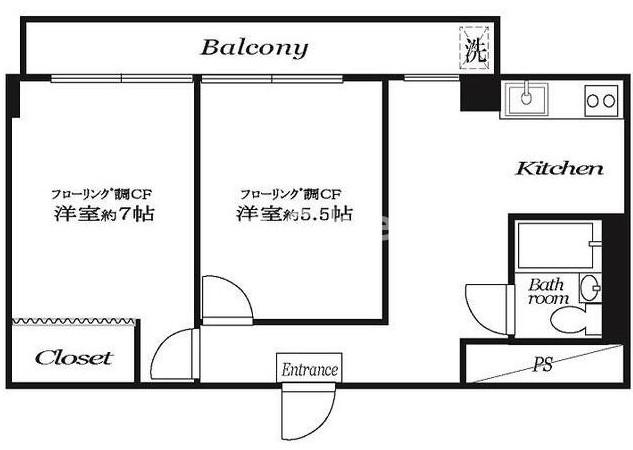 【新宿区市谷薬王寺町のマンションの間取り】