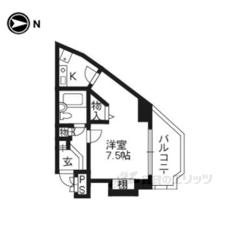 京都市伏見区中島北ノ口町のマンションの間取り