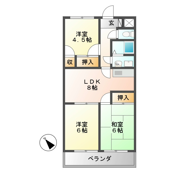 アルトラマンション茄子川　Ｂ棟の間取り