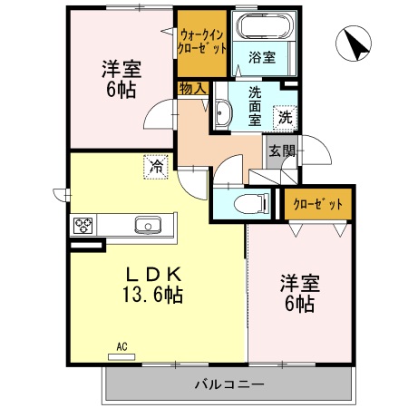 倉敷市児島柳田町のアパートの間取り