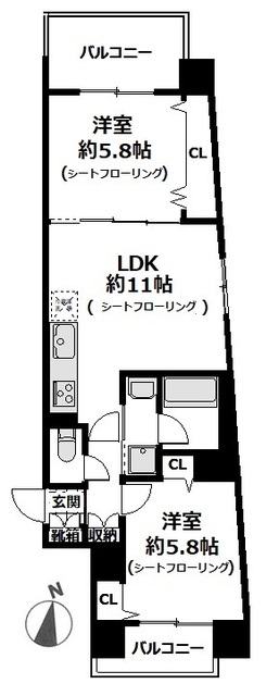 Ｐｏｒｔｓｉｄｅ　Ｕｒｂａｎ　Ｒｅｓｉｄｅｎｃｅの間取り