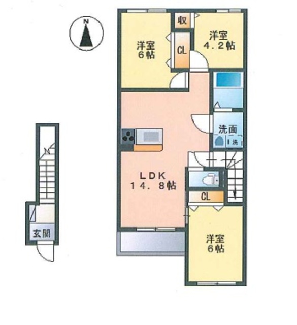 浅口市金光町占見新田のアパートの間取り