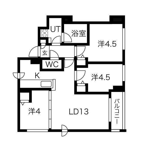 札幌市北区北十七条西のマンションの間取り