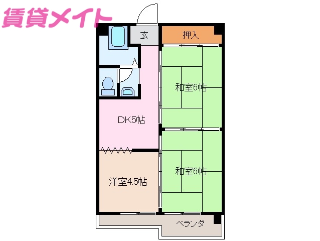 四日市市西坂部町のマンションの間取り