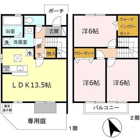 姫路市砥堀のアパートの間取り