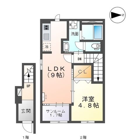 富山市奥井町のアパートの間取り