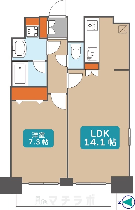 名古屋市中村区名駅南のマンションの間取り