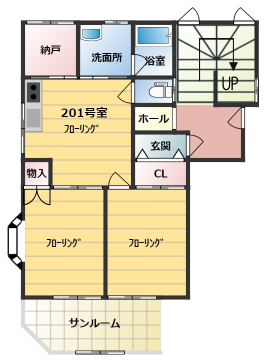 守谷市御所ケ丘のアパートの間取り