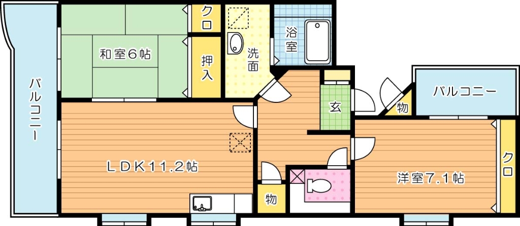 北九州市八幡東区西本町のマンションの間取り