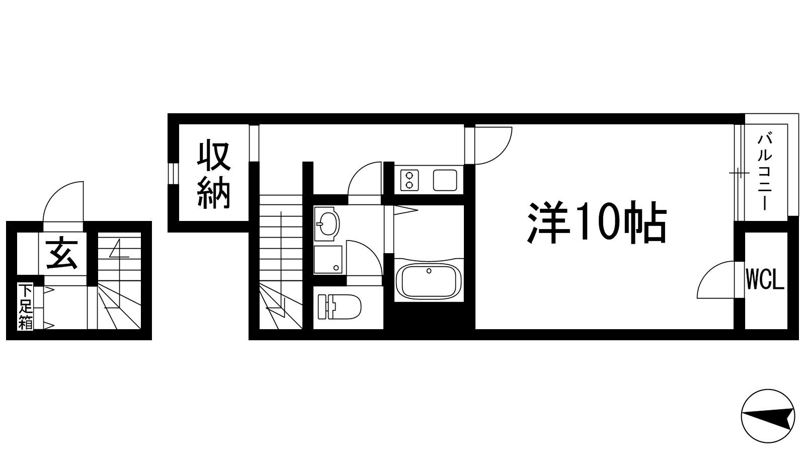 川西市東畦野のアパートの間取り