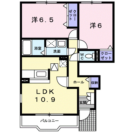 橋本市向副のアパートの間取り