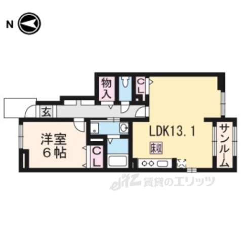 京都市左京区松ケ崎樋ノ上町のアパートの間取り