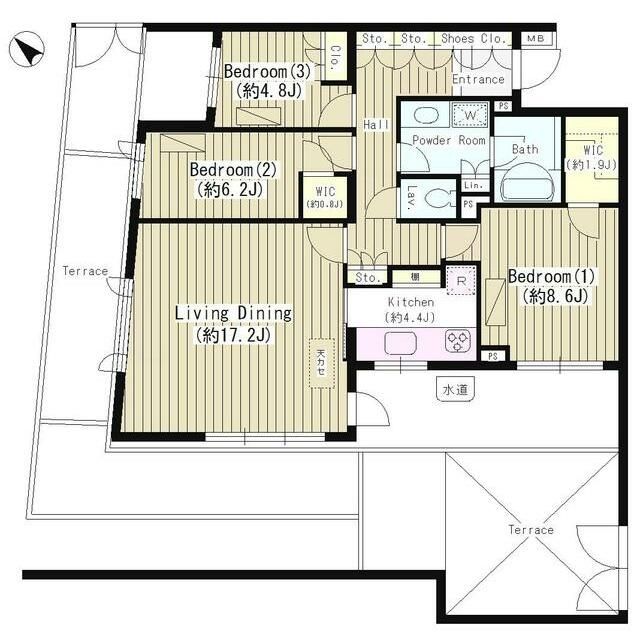 世田谷区下馬のマンションの間取り