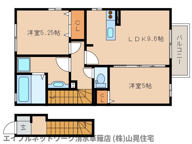 静岡市清水区長崎新田のアパートの間取り