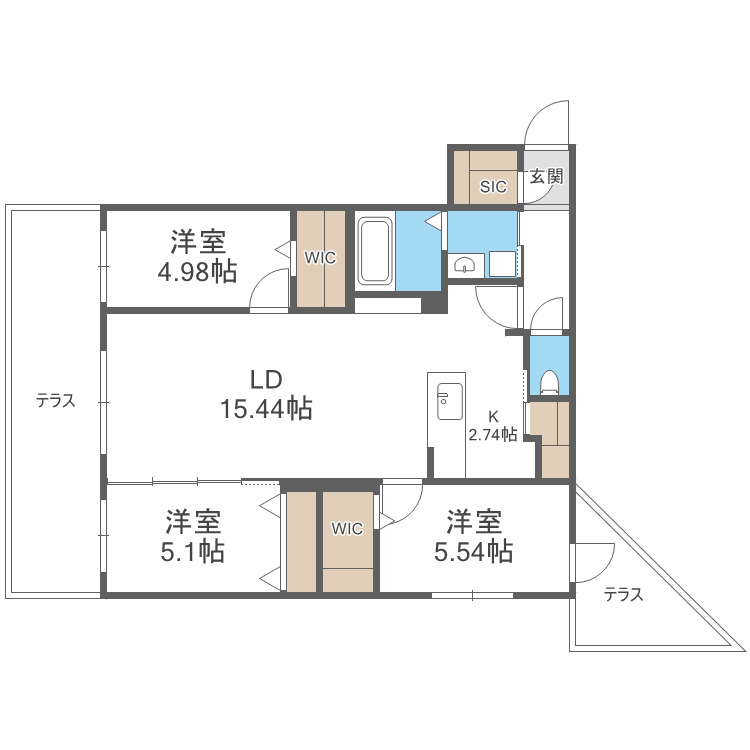 【札幌市西区二十四軒二条のマンションの間取り】